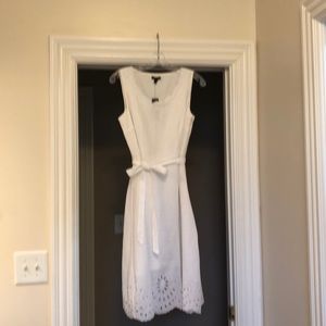 Lined White Linen dress from Talbots size 6 NWT